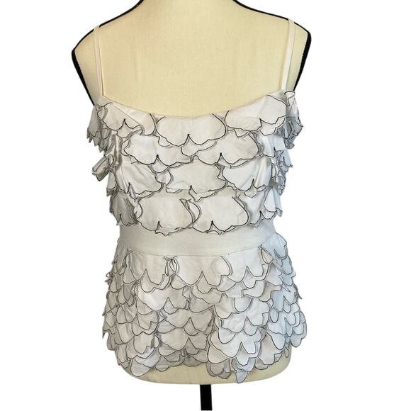 Cynthia Steffe Women's White Flower Petal Shirt Tank Top Size Small Maximalism - Picture 1 of 12